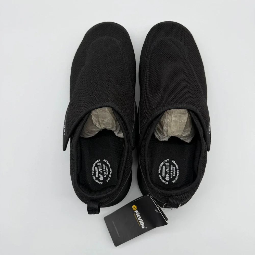 FitVille EasyTop Wings V2 Diabetic Shoes Mens 15EE Wide Black Adjustable Slip-on